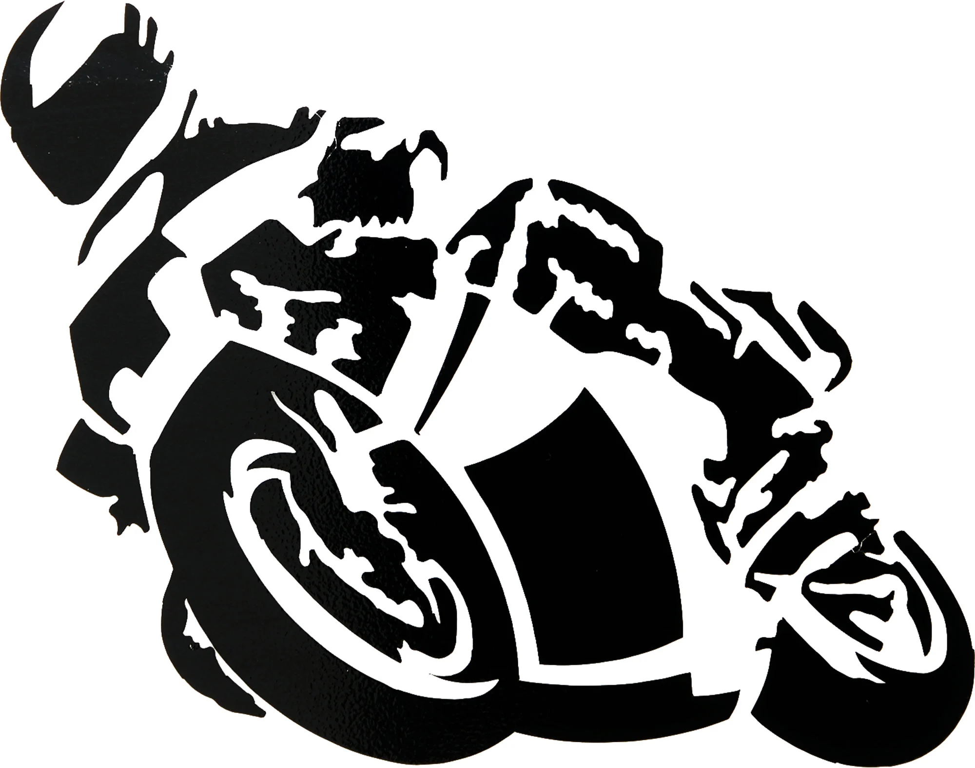 MOTORCYCLE STICKER BLACK, SOLD INDIV. 8X6CM