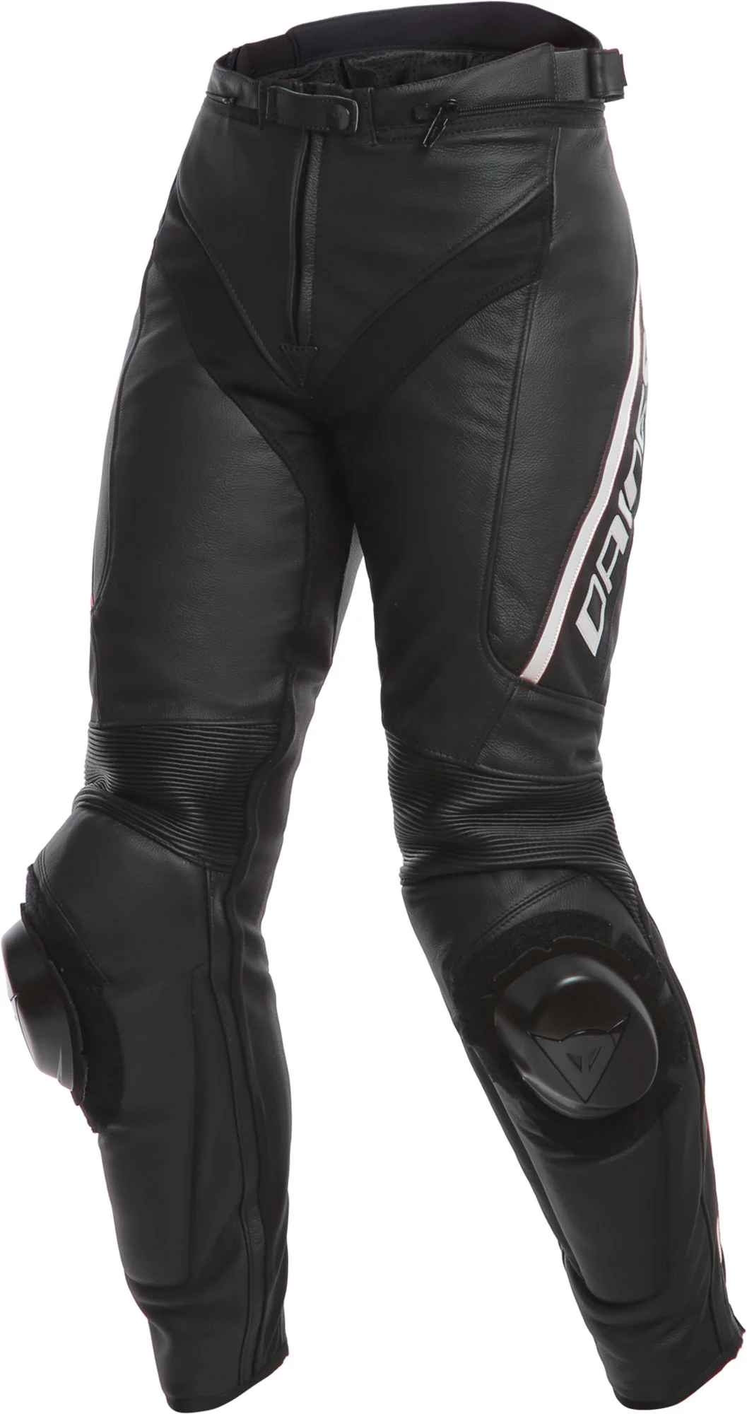 Pantalon en cuir Dainese DELTA 3 noir blanc (raccourci-rallongé