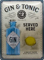 Targa metallica retro Gin & Tonic