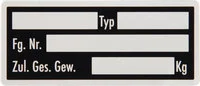 Typenschild Plastik