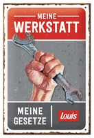 Plaque en tôle Meine Werkstatt,