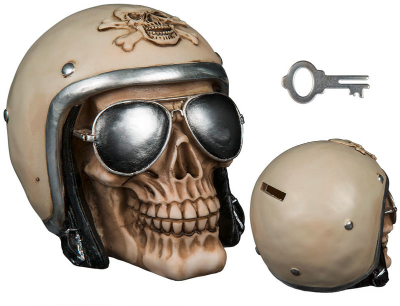 Geometric Black Skull Money Box 11.6cm main image 1