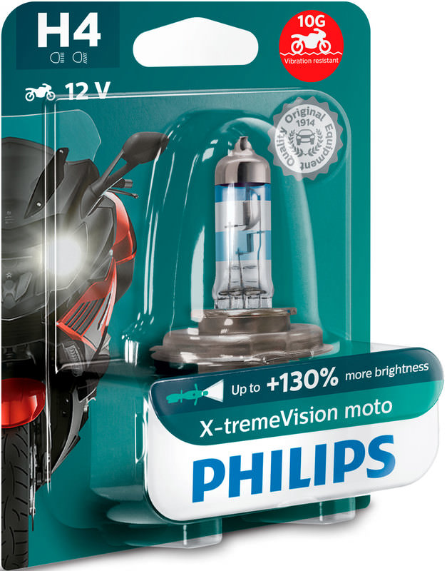 Philips H4 60/55 Watt Vision Moto Motorrad Lampe 12342 12V erschütterungsfest 