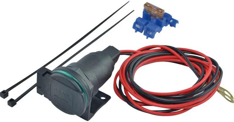 Vehicle euro socket with hinged cover