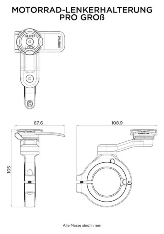MOTORCYCLE HANDLEBAR MOUNT PRO LARGE