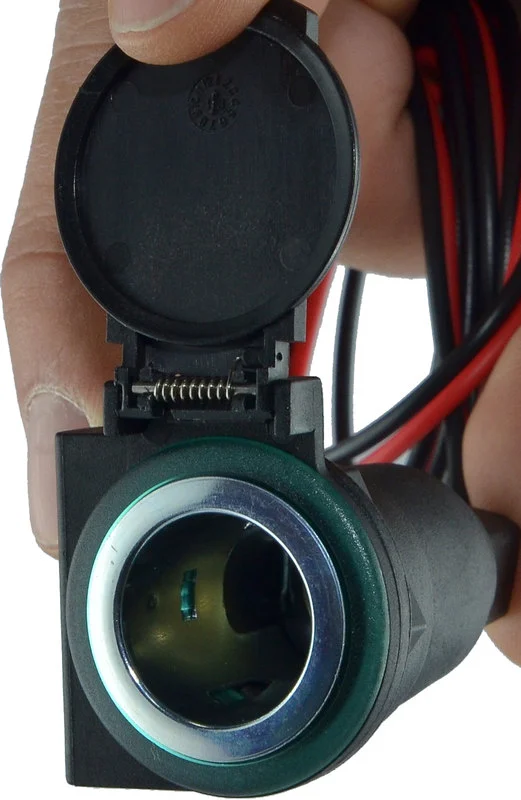 Vehicle euro socket with hinged cover