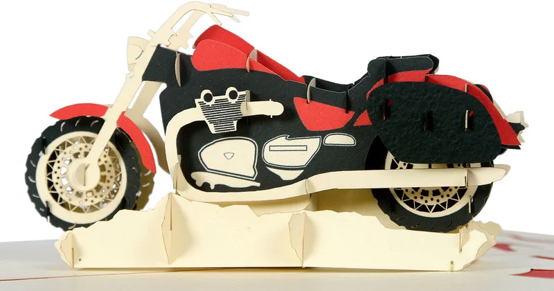 Carte pliante pop-up moto 3D