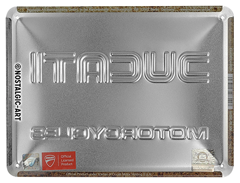 Mini plaque nostalgie en tôle « Ducati »