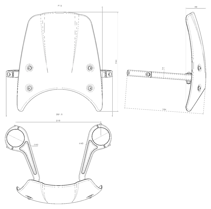 Windscreen incl. mounting kit with ABE