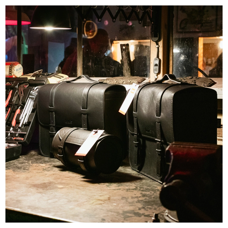 Faux leather tool bag, black
