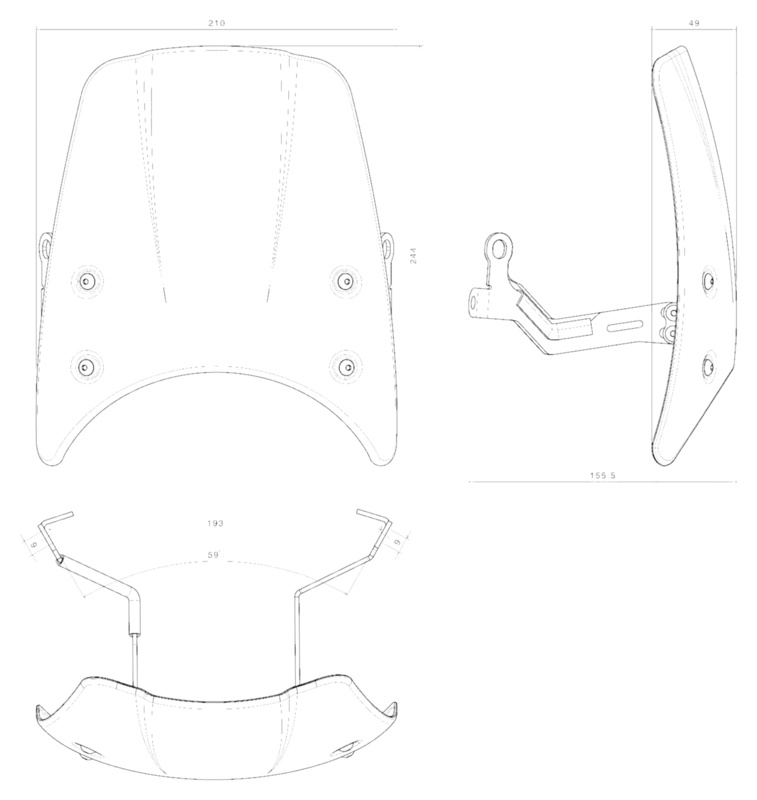Windscreen incl. mounting kit with ABE
