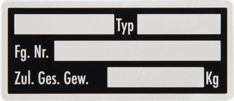 Typenschild Plastik