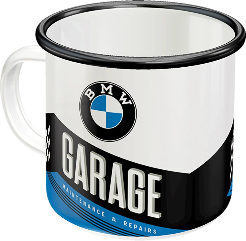 Retro Emaille Becher - BMW Garage