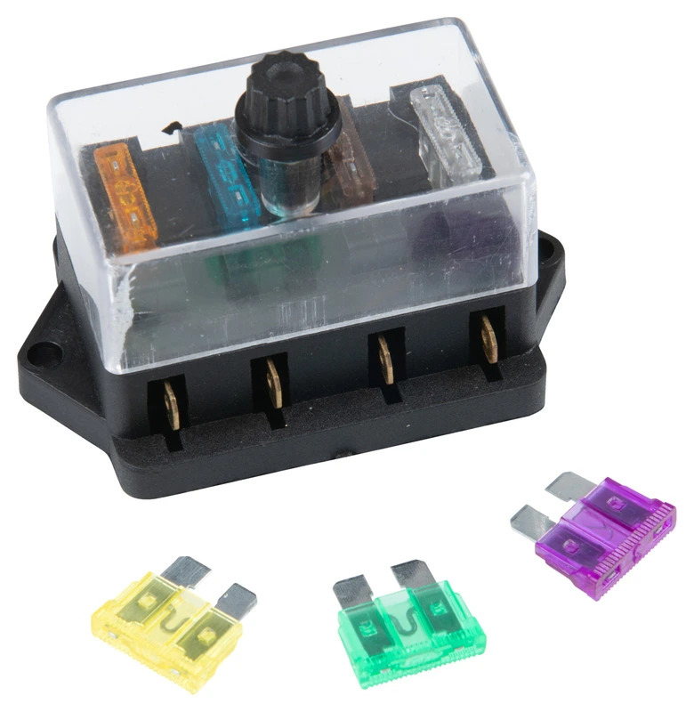 Fuse box for up to 4 fuses