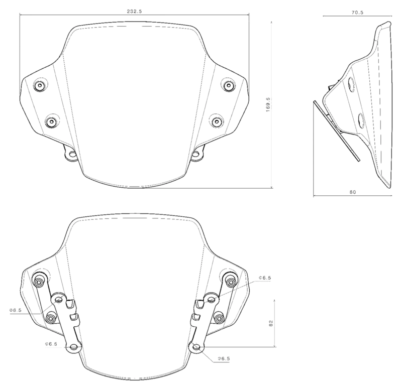 Windscreen with mounting kit