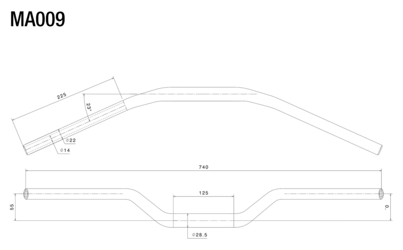 Tapered handlebar, aluminum