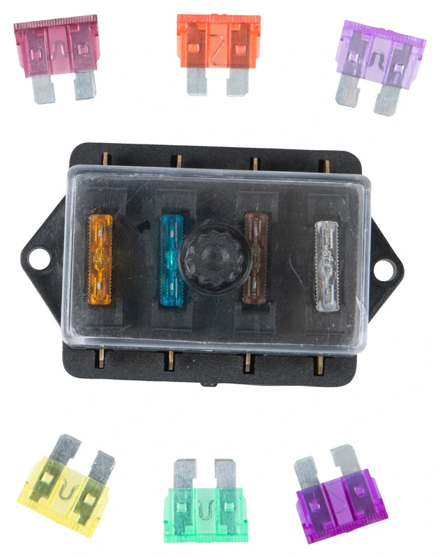 Fuse box for up to 4 fuses