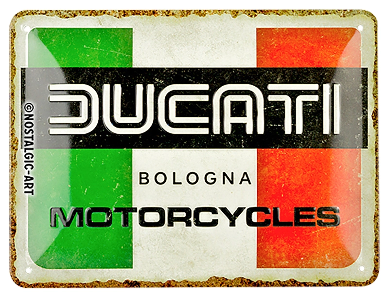 Mini plaque nostalgie en tôle « Ducati »