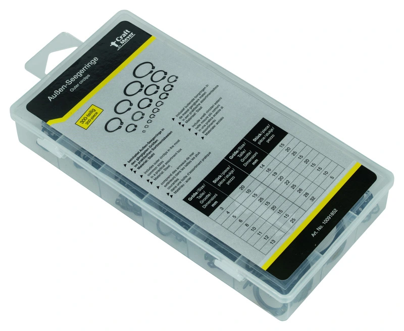 Assortment box with outer Circlips