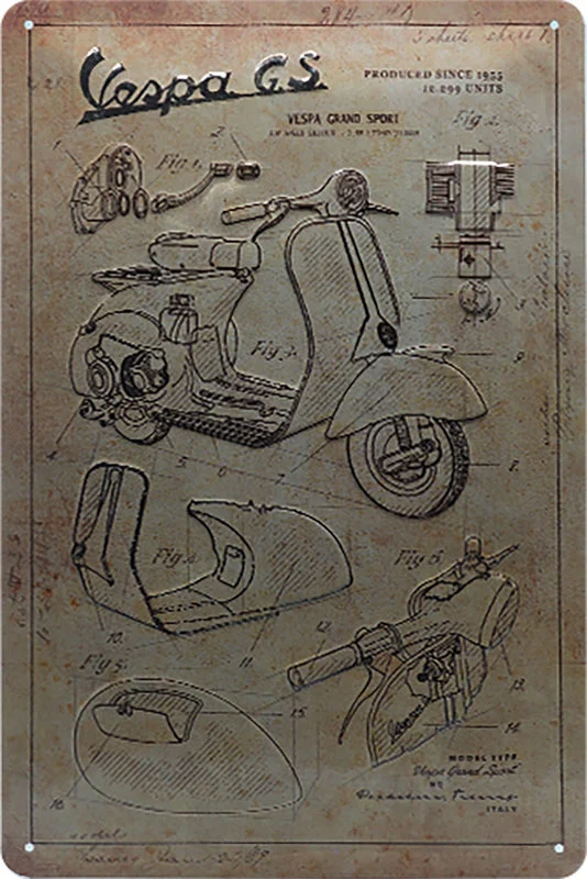 Metalen wandbord Vespa logo