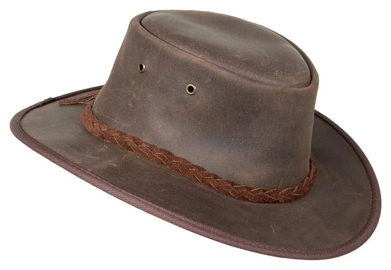 BROWN LEATHER HAT, L